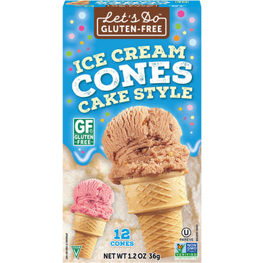 Edward & Sons, Let's Do , Gluten Free Ice Cream Cones, Cake Style, 12 Cones