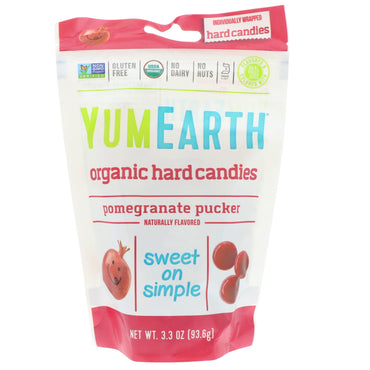 YumEarth, حلوى صلبة، قشر الرمان، 3.3 أونصة (93.6 جم)