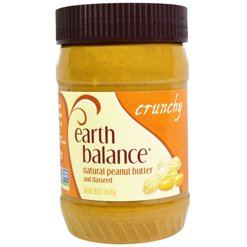 Earth Balance, mantequilla de maní natural y linaza, crujiente, 16 oz (453 g)