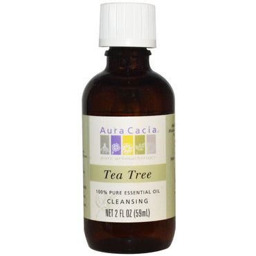 Aura Cacia, 100% pure etherische olie, Tea Tree, 2 fl oz (59 ml)