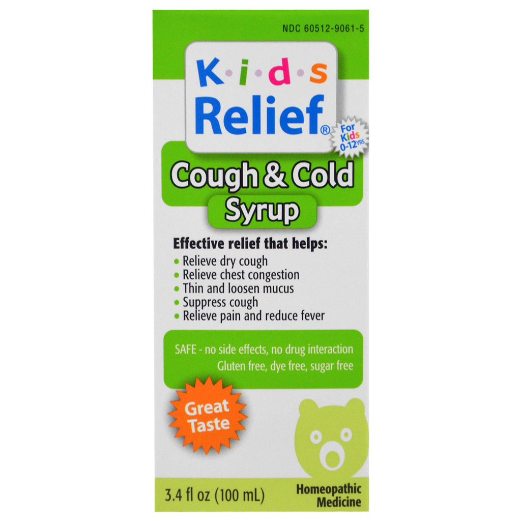 Homeolab USA, Kids Relief, Sirop contre la toux et le rhume, 3,4 fl oz (100 ml)