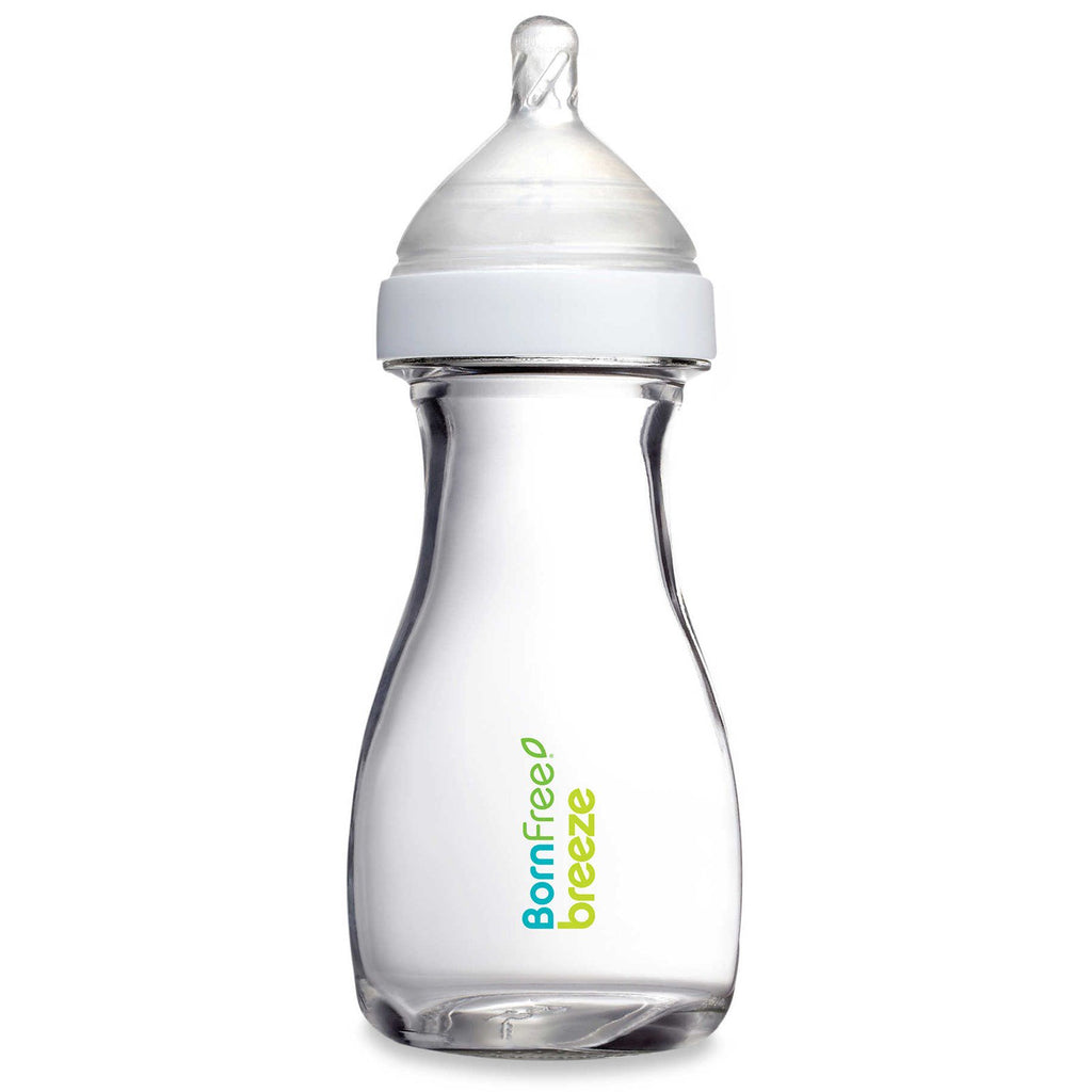 Born Free, Breeze, Babyflasche, Glas, ab 1 Monat, mittlerer Durchfluss, 1 Flasche, 9 oz (266 ml)