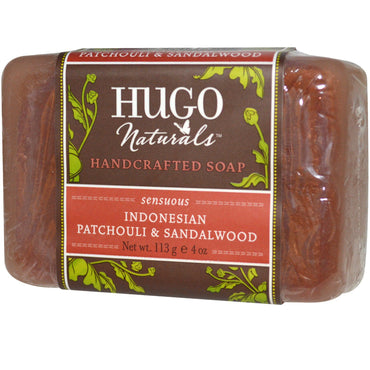 Hugo Naturals, صابون مصنوع يدويًا، بالباتشولي الإندونيسي وخشب الصندل، 4 أونصة (113 جم)