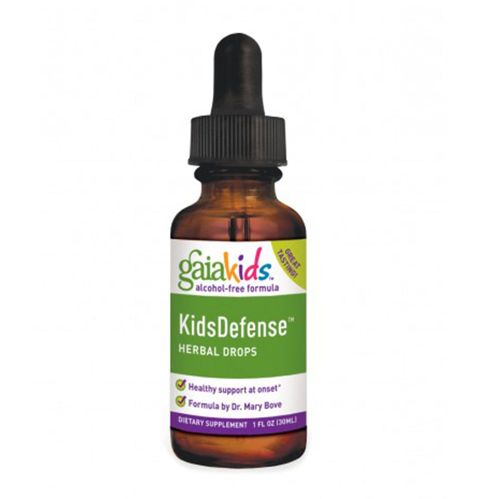 Gaia Herbs, Kids Defense Herbal Drops, สูตรปราศจากแอลกอฮอล์, 1 fl oz (30 ml)