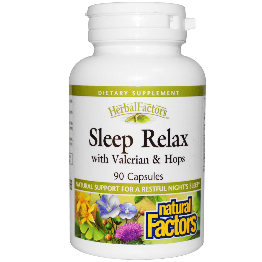 Natural Factors, Sleep Relax, avec valériane et houblon, 90 gélules