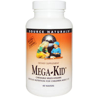 Source Naturals, Mega-Kid, multivitamina masticable, sabores naturales de bayas, 60 obleas