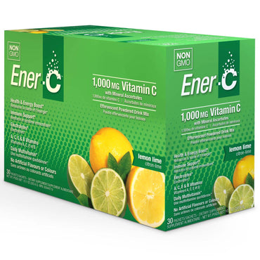 Ener-C, vitamine C, bruisende drankmix in poedervorm, citroenlimoen, 30 pakjes, 10,1 oz. (285,6 g)