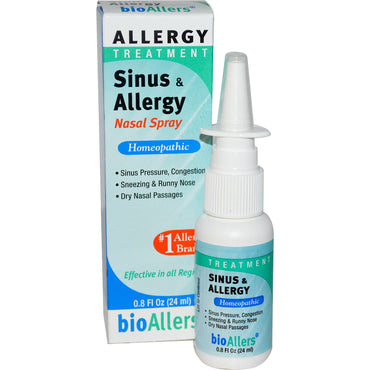 NatraBio, BioAllers, aerosol nasal para alergias y senos nasales, tratamiento para alergias, 24 ml (0,8 oz. líq.)