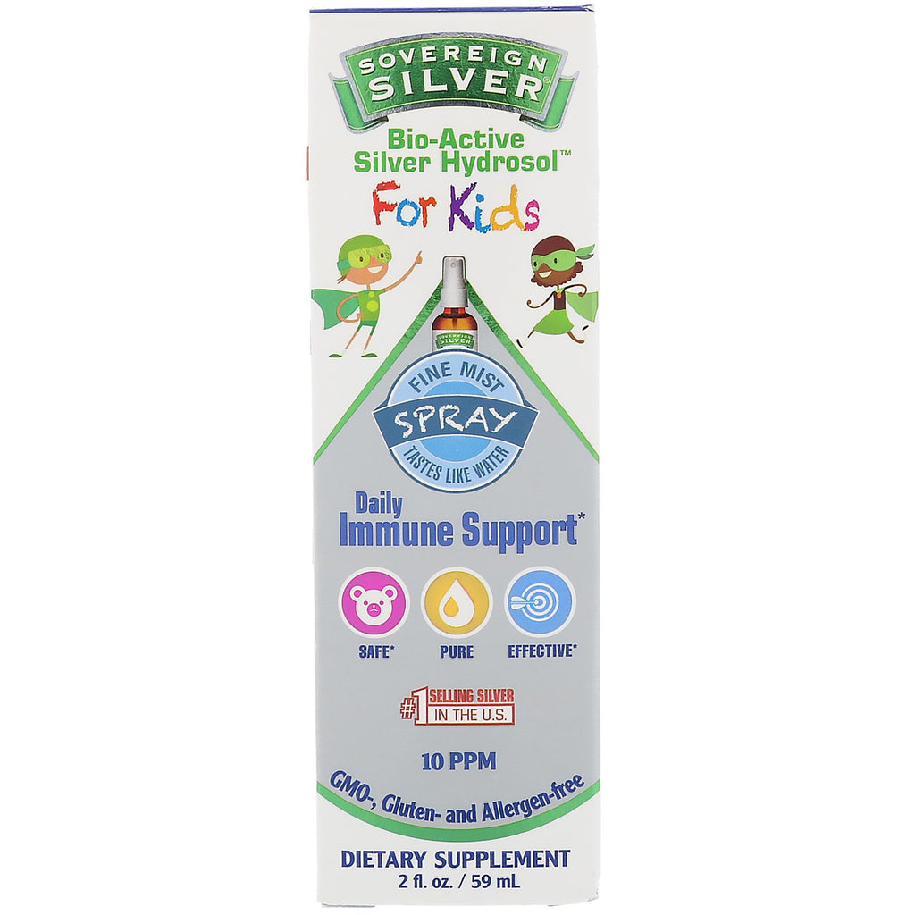 Sovereign Silver, idrosol d'argento bioattivo, per bambini, spray per supporto immunitario quotidiano, 2 fl oz (59 ml)