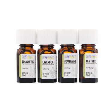 Aura Cacia, Discover Essential Oils Kit, 4 Bottles, .25 fl oz (7.4 ml) Each