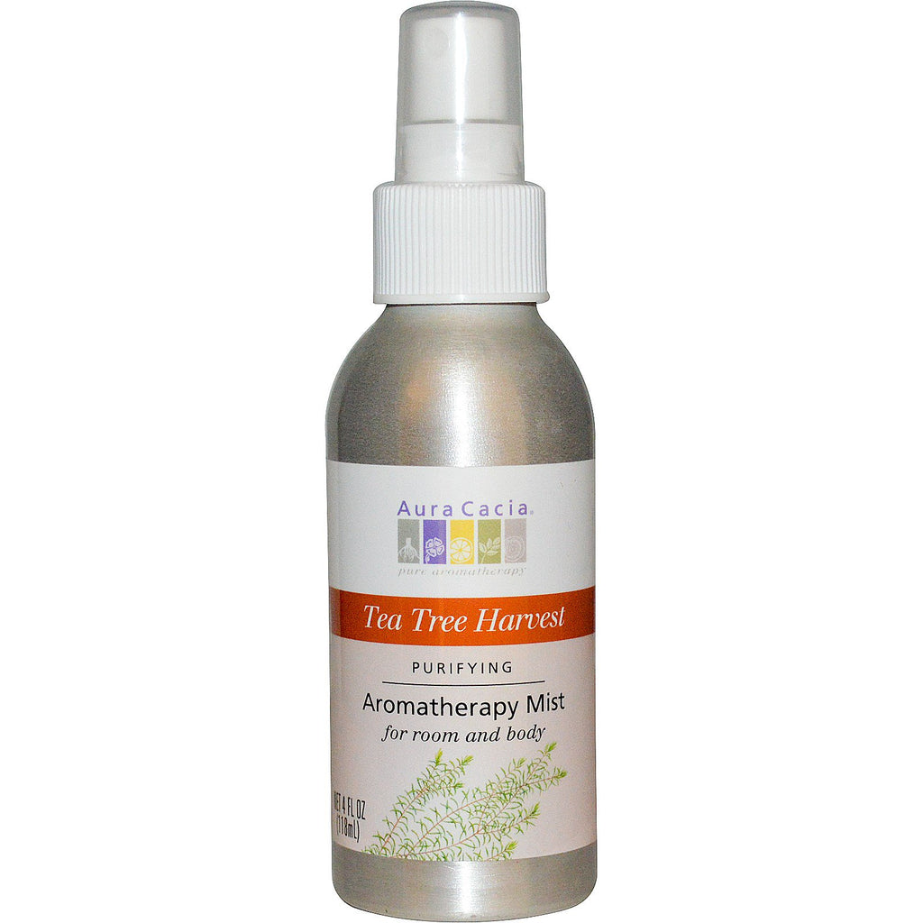 Aura Cacia, spray per ambienti e corpo, tea tree purificante, 4 fl oz (118 ml)