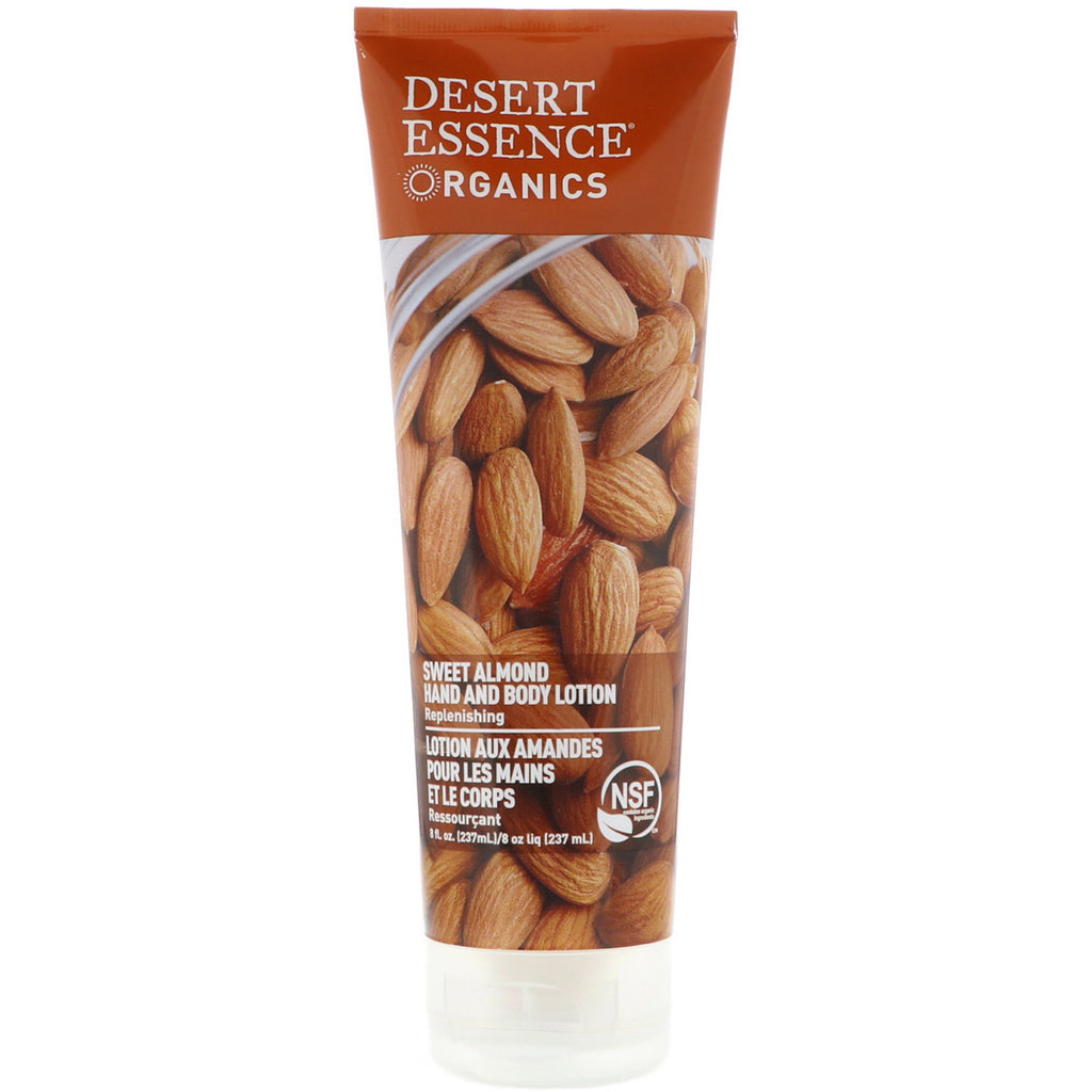 Desert Essence, s, hånd- og kroppslotion, søt mandel, 8 fl oz (237 ml)