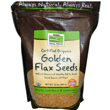 Now Foods, Real Food, certificadas, semillas de lino doradas, 32 oz (907 g)