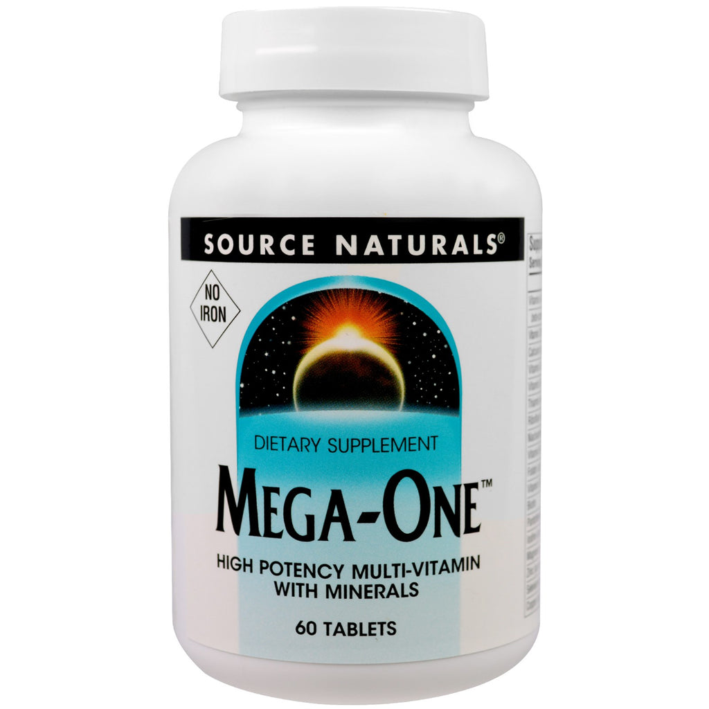 Source naturals, mega-one, uten jern, 60 tabletter