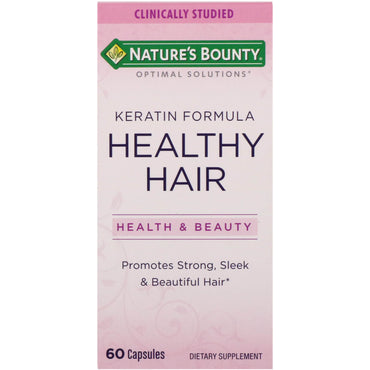 Nature's Bounty פתרונות אופטימליים שיער בריא קרטין פורמולה 60 כמוסות