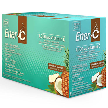 Ener-C, C-vitamin, brusende pulveriseret drikkeblanding, ananas kokosnød, 30 pakker, 9,7 oz (274,8 g)