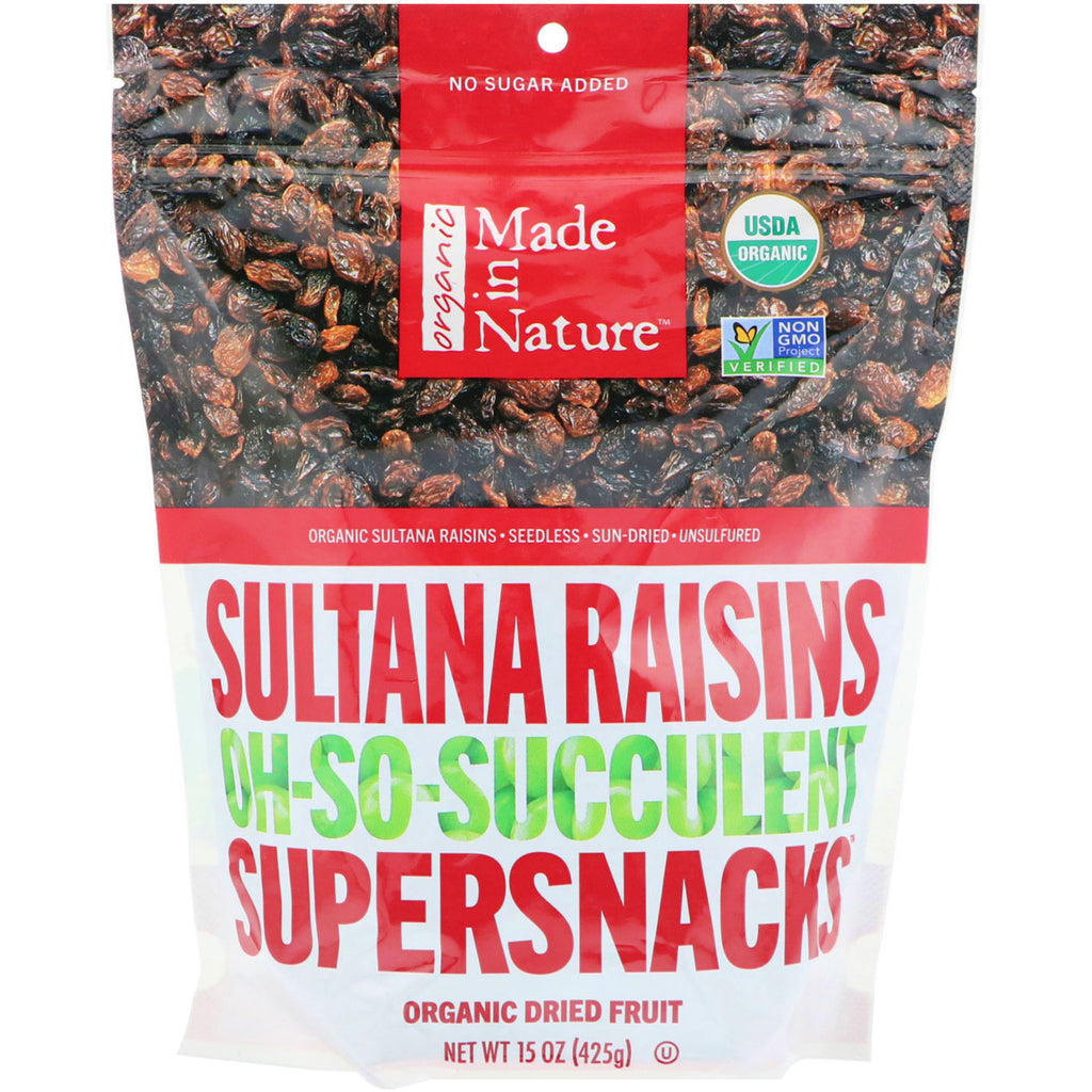 Made in Nature,  Sultana Raisins, Oh-So-Succulent Supersnacks, 15 oz (425 g)