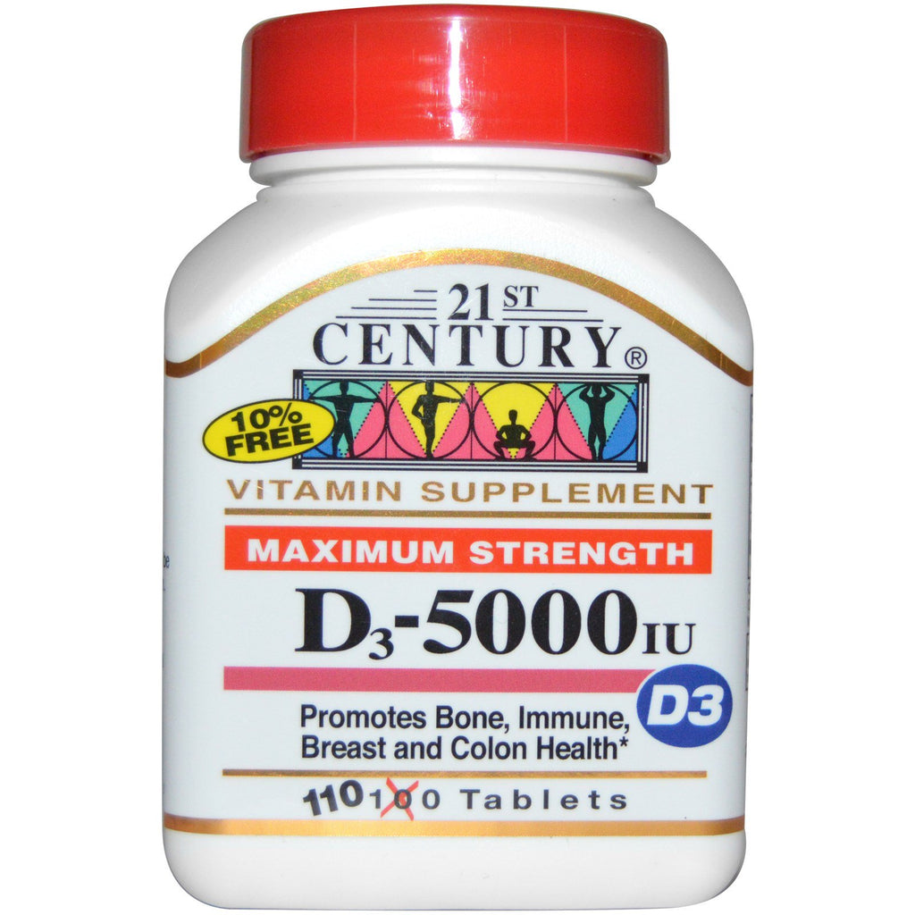 21. århundrede, maksimal styrke d3, 5000 iu, 110 tabletter