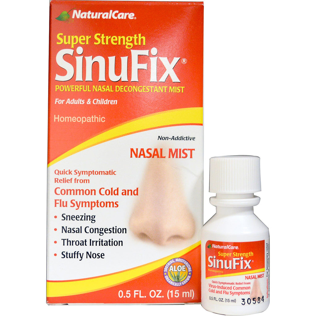 Natural Care, Super Strength SinuFix, Kraftig Nasal Decongestant Mist, 0,5 fl oz (15 ml)