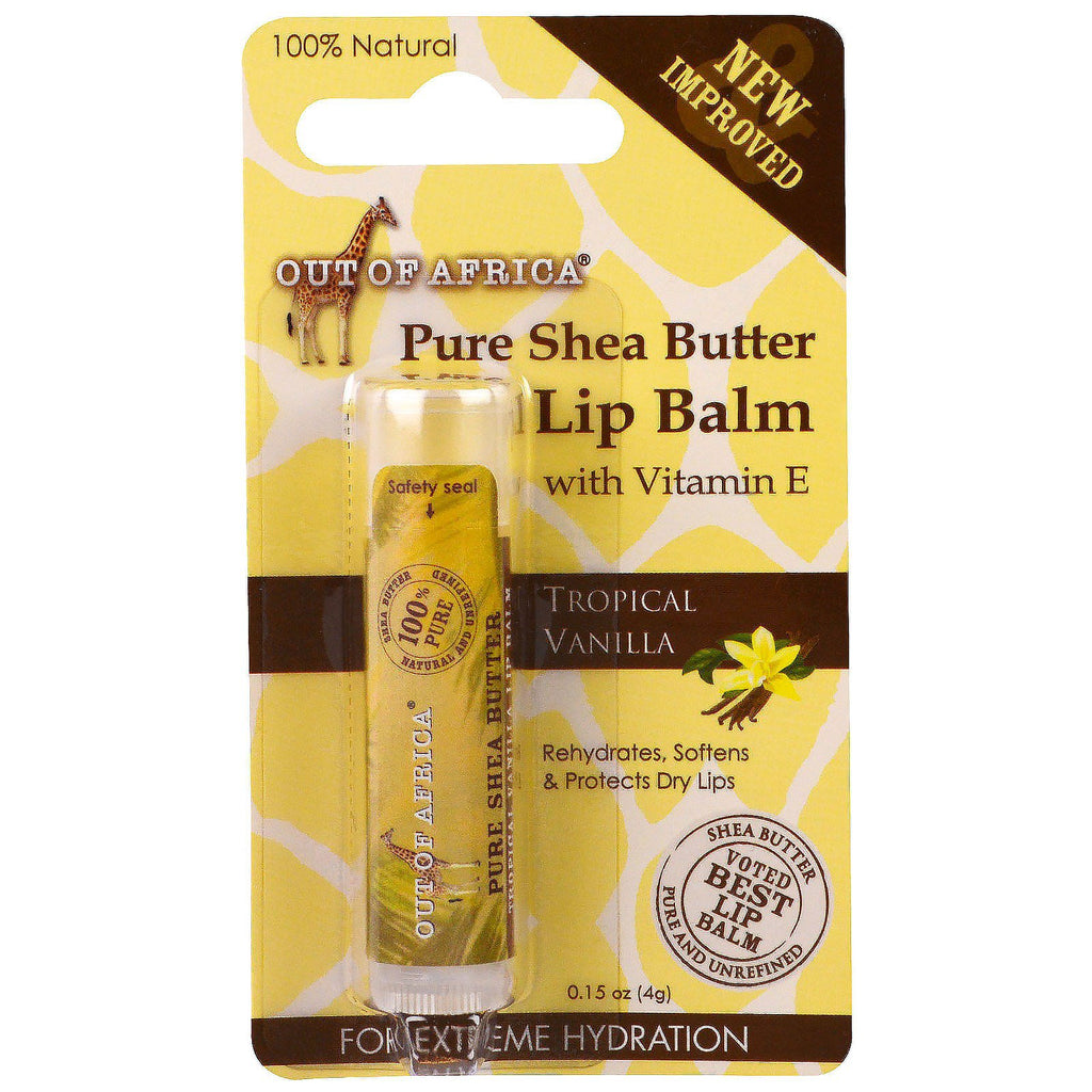 Out of Africa, Lip Balm, Pure Shea Butter, Tropical Vanilla, 0.15 oz (4 g)