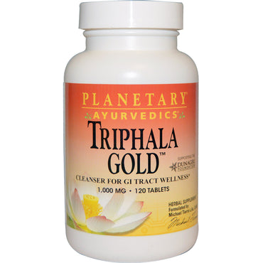 Ervas Planetárias, Ayurvédicas, Triphala Gold, 1.000 mg, 120 Comprimidos