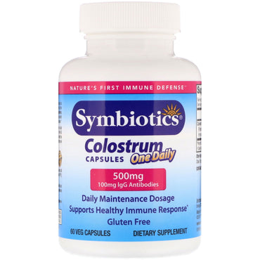 Symbiotiques, Colostrum One Daily, 500 mg, 60 capsules végétales