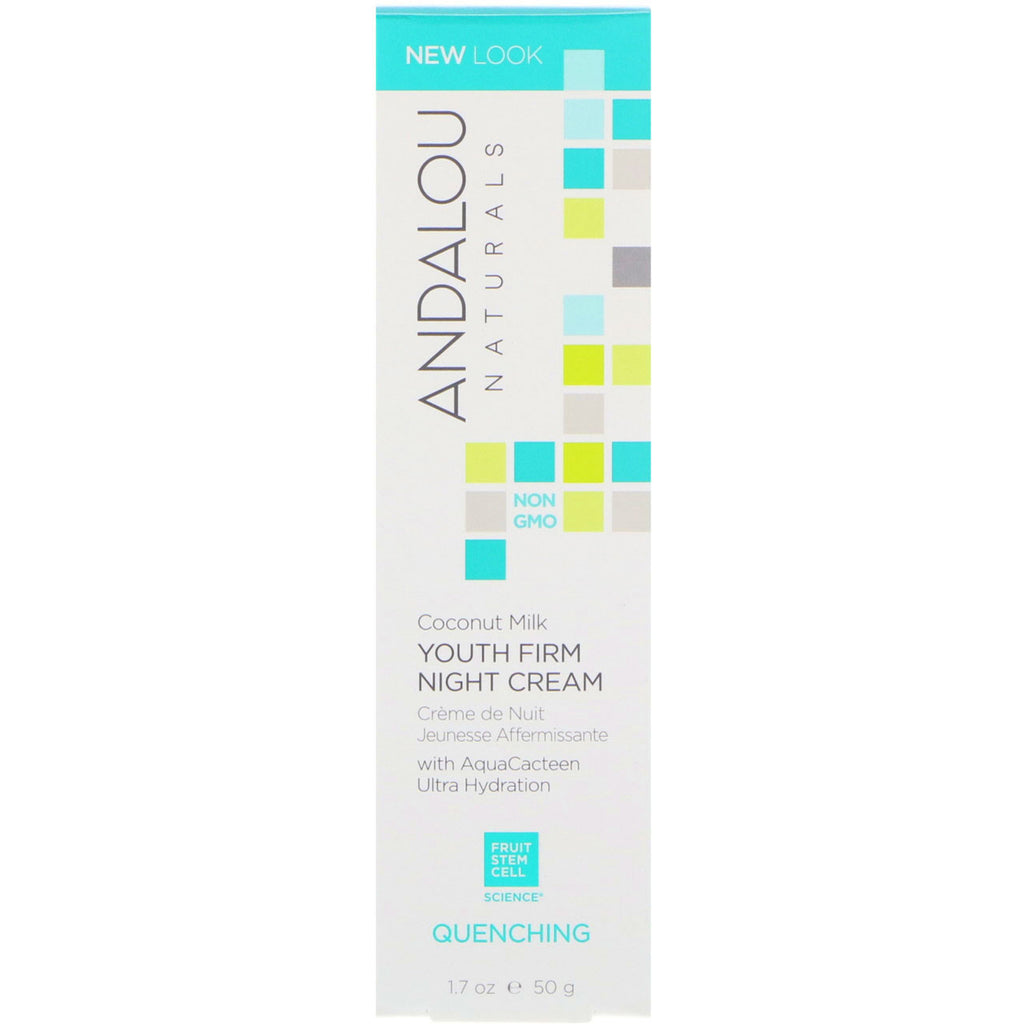 Andalou Naturals, Coconut Milk Youth Firm Night Cream, Quenching, 1.7 fl oz (50 g)