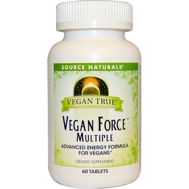 Source naturals, vegan true, vegan force multiple, 60 comprimidos