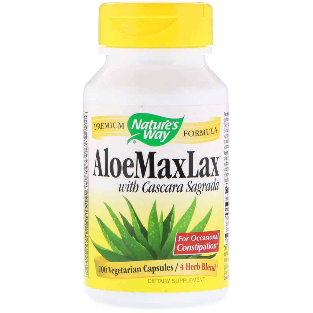 Nature's Way, AloeMaxLax, 카스카라 사그라다 함유, 식물성 캡슐 100정