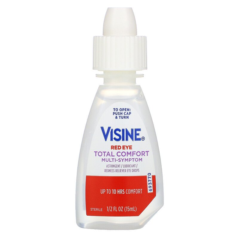 Visine, Olhos Vermelhos, Colírio Multissintomático Total Comfort, 1/2 fl oz (15 ml)