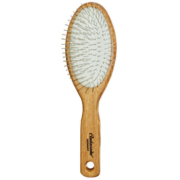 Fuchs Brushes, Ambassador Hairbrushes, Wooden, Large, Oval/Steel Pins, 1 Hair Brush