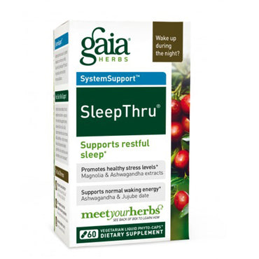 Gaia-Kräuter, Sleep-Thru, 60 vegetarische flüssige Phyto-Kapseln
