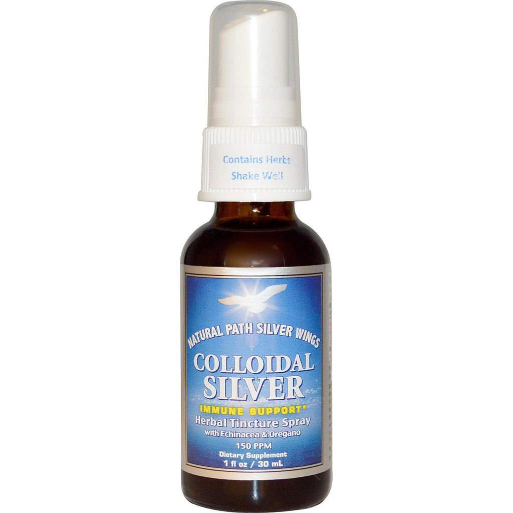 Natural Path Silver Wings, Colloidal Silver, Herbal Tincture Spray, 150 PPM, 1 fl oz (30 ml)