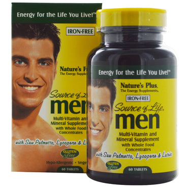 Nature's Plus, Source of Life Men، مكمل متعدد الفيتامينات والمعادن، خالي من الحديد، 60 قرصًا
