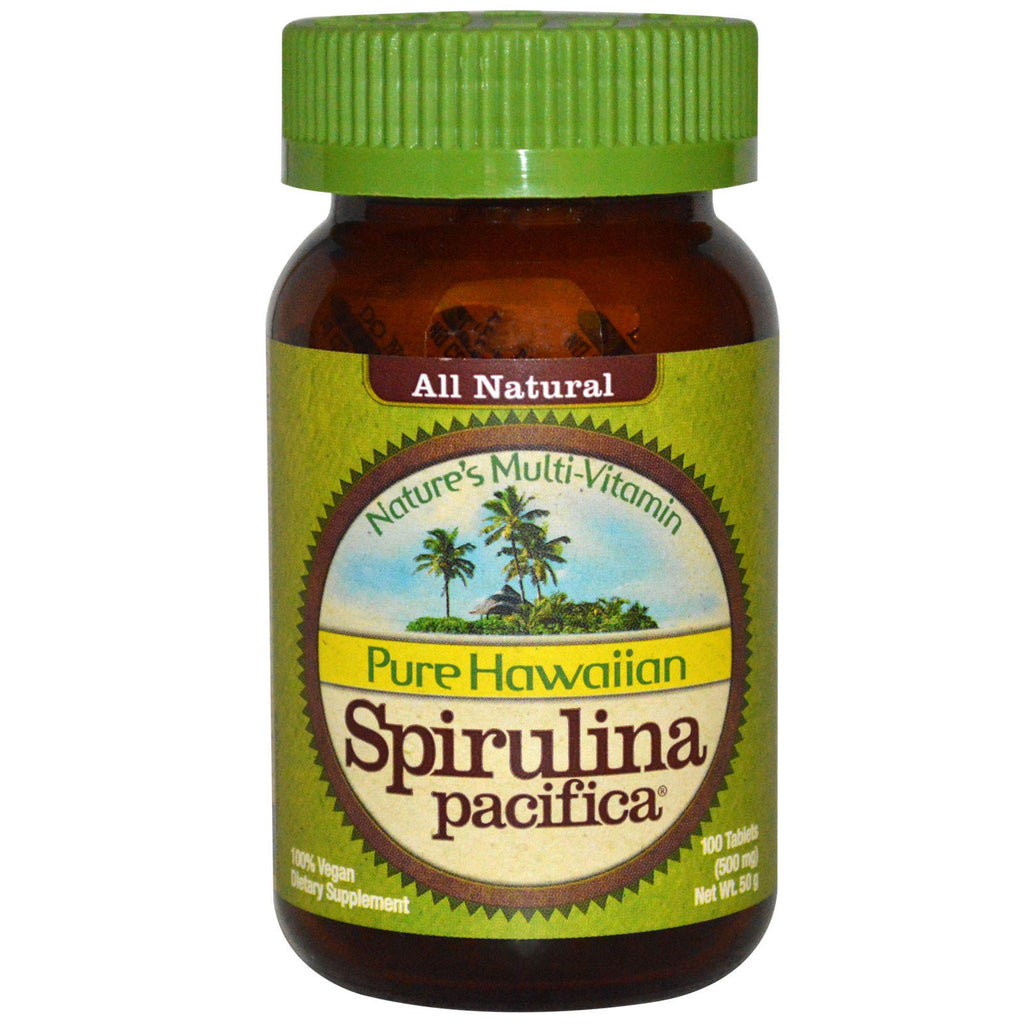 Nutrex Hawaii, Espirulina pacífica hawaiana pura, multivitamina natural, 500 mg, 100 tabletas