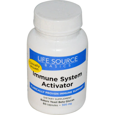 Life Source Basics (WGP Beta Glucan), Ativador do Sistema Imunológico, 500 mg, 60 Cápsulas