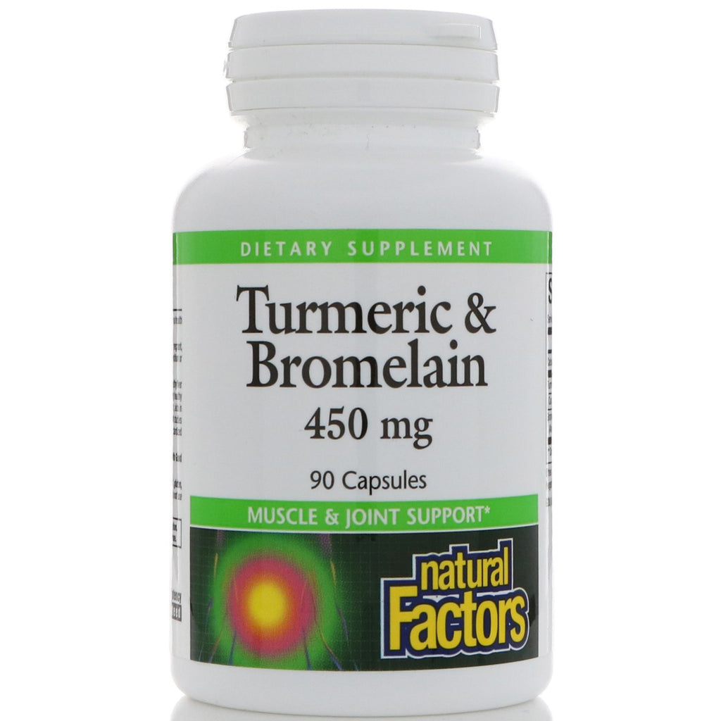 Natural Factors, curcuma et bromélaïne, 450 mg, 90 gélules