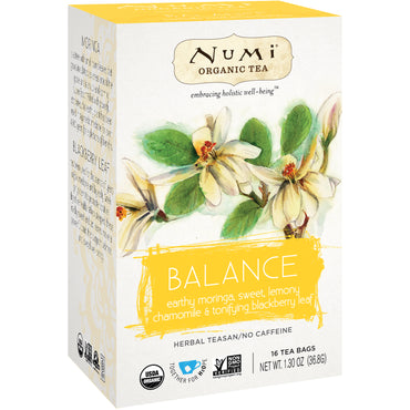 Numi Tea, Té, Té de hierbas, Equilibrio, 16 bolsitas de té, 1,30 oz (36,8 g)