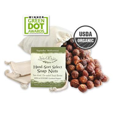 NaturOli, , Hand-Sort Select Soap Nuts With 1 Muslin Drawstring Bags, 16 oz