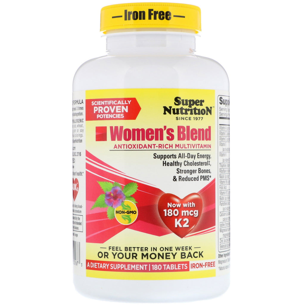 Super Nutrition Women's Blend ปราศจากธาตุเหล็ก 180 เม็ด