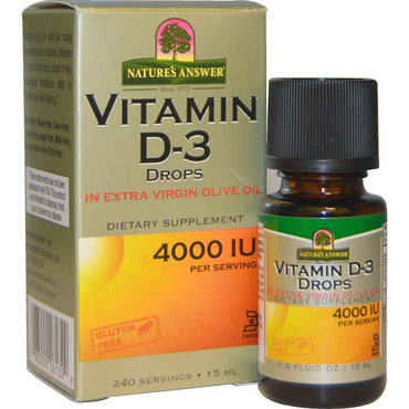 Nature's Answer, Gouttes de vitamine D-3, 4000 UI, 0,5 fl oz (15 ml)