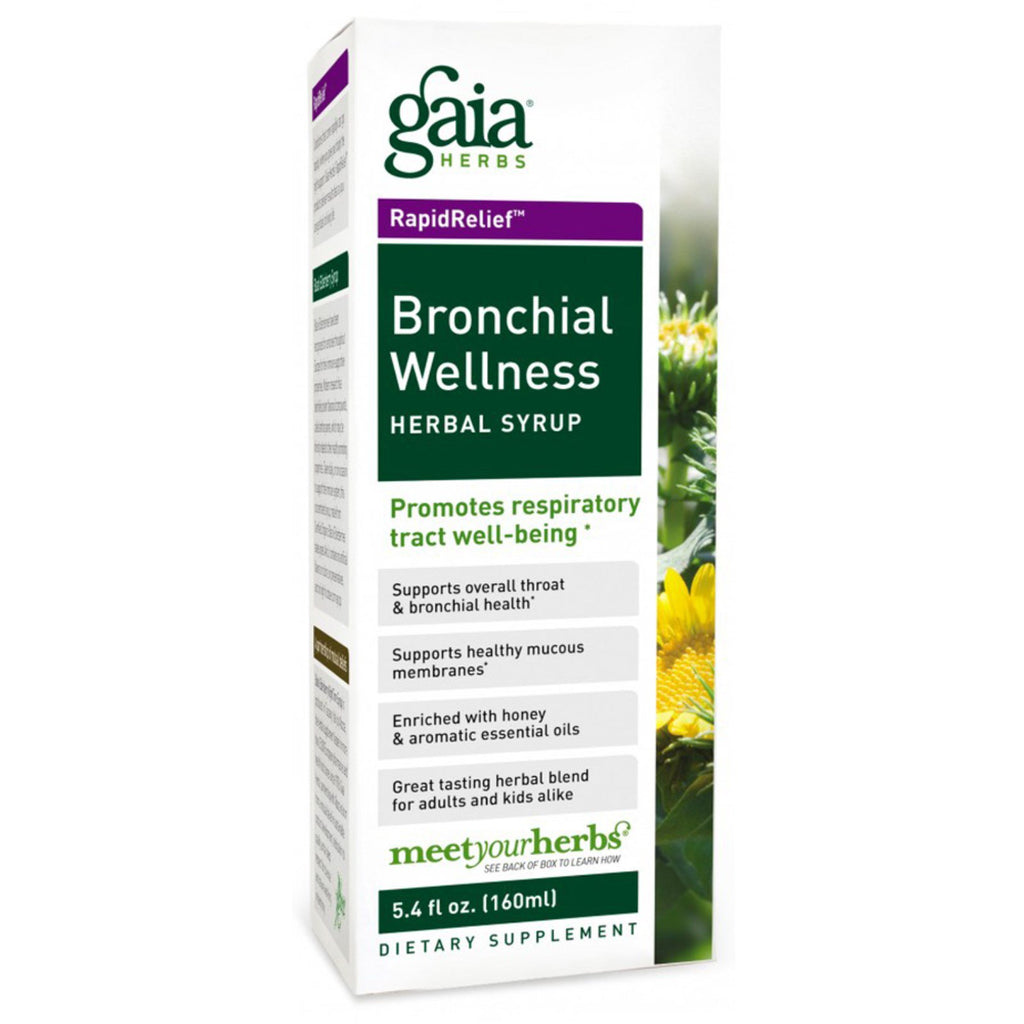 Gaia Herbs, Sollievo rapido, Sciroppo alle erbe per il benessere bronchiale, 5,4 fl oz (160 ml)