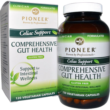 Fórmulas nutricionais pioneiras, saúde intestinal abrangente, suporte para doença celíaca, 120 cápsulas vegetais