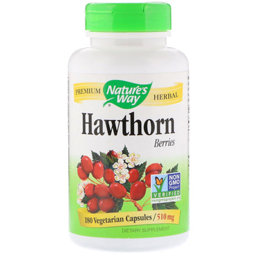 Nature's Way, Hawthorn Berries, 510 mg, 180 Vegetarian Capsules
