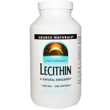 Source Naturals, Lecitina, 1200 mg, 200 cápsulas blandas