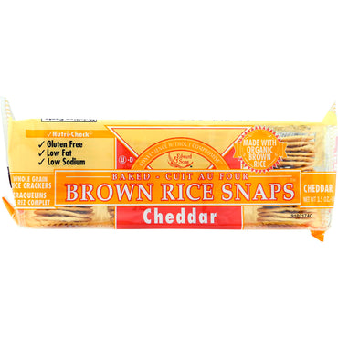 Edward & Sons, Bocadillos de arroz integral al horno, queso cheddar, 3,5 oz (100 g)