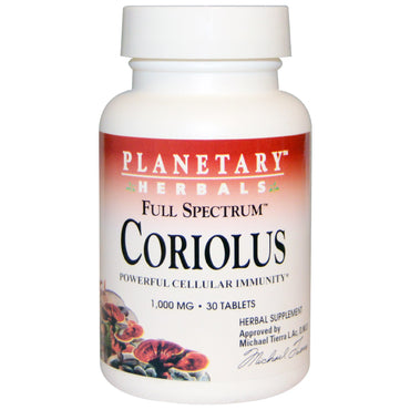 Planetary Herbals, Coriolus cu spectru complet, 1.000 mg, 30 tablete