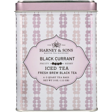 Harney & Sons, Black Currant Iced Tea, 6 - 2 Quart Tea Bags, 3 oz (.11 g)