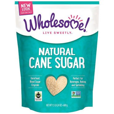 Wholesome Sweeteners, Inc., סוכר קנים טבעי, 1.5 פאונד (24 אונקיות) - 680 גרם