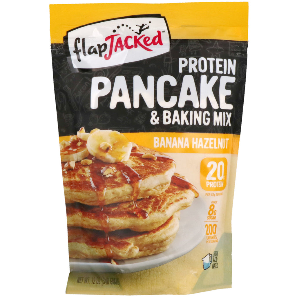 FlapJacked, Protein Pancake & Baking Mix, Banan Hasselnöt, 12 oz (340 g)